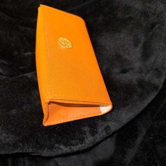 Tory Burch Orange Sunglasses Holder Case CASE ONLY Foldable Secure Case - Picture 5 of 10